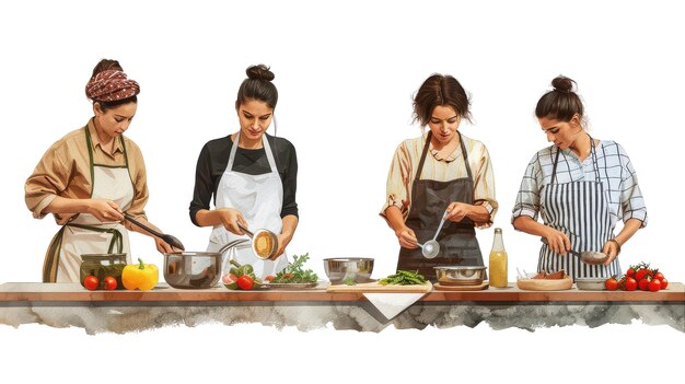 Zespół w kuchni przygotowujący danie